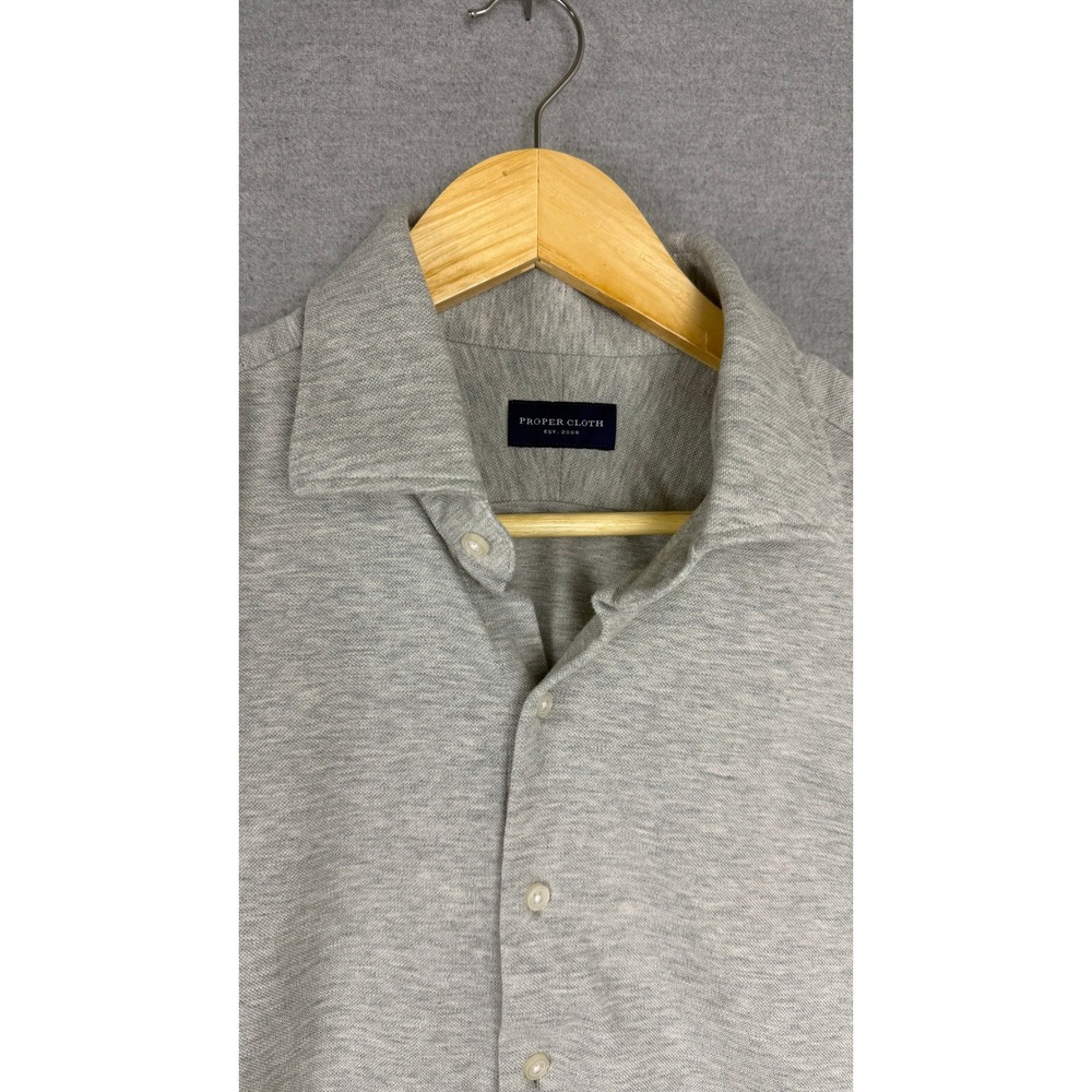 Proper Cloth Sullivan Light Grey Melange Easy Care Knit Shirt AC1412206A1 M-L